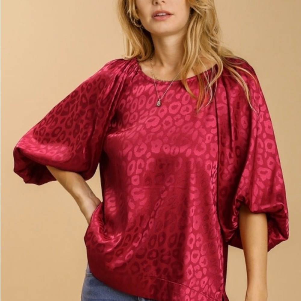 Umgee Red Leopard Print Blouse